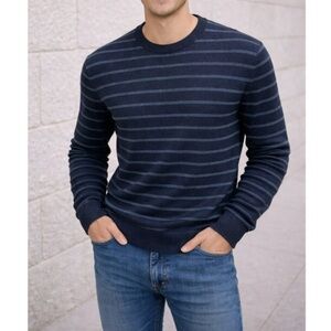 Banana Republic Italian Baruffa Merino Wool Blue Striped Sweater Mens Large